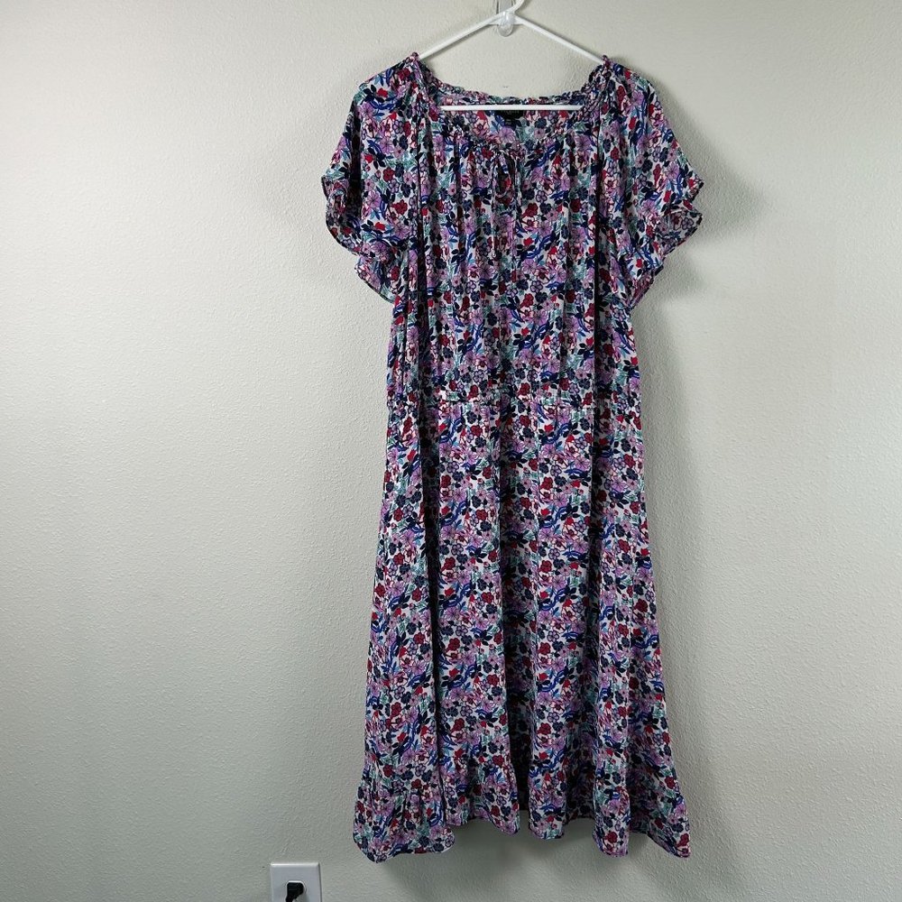 Talbots Purple Floral Midi Dress